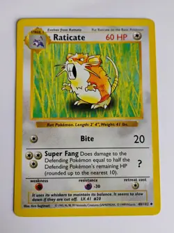 Raticate - 40/102 - Base Set - Shadowless Uncommon Card - Pokemon Card - Image 1