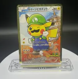 One Piece Pikachu Luigi Japanese Pokemon Promo Gold Metal Card Collection - Image 1