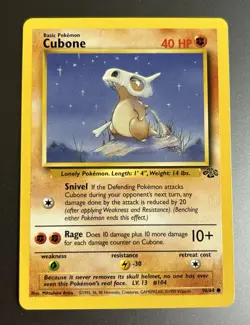 Cubone Jungle Base Set 50/64 Common Pokemon Card LP 1995 Vintage - Image 1
