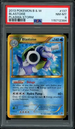 Pokemon PSA 8 Blastoise 137/135 Black & White Plasma Storm Secret Rare Near Mint - Image 1