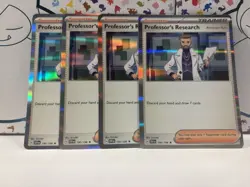 4x Professor’s Research Holo 190/198 Scarlet & Violet Base Pokemon TCG Playset - Image 1