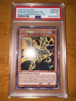 Yugioh! Winged Dragon of Ra Gold Sarcophagus promo Prismatic Secret rare psa 10 - Image 3