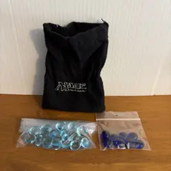 VTG 90s Magic The Gathering 27+ Life Counters Felt MTG Bag & Glass Beads - Image 1