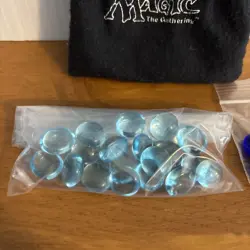VTG 90s Magic The Gathering 27+ Life Counters Felt MTG Bag & Glass Beads - Image 2