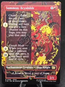 MTG Summon: Brynhildr 0366 (Borderless) Final Fantasy Rare Extended Art NM - Image 1