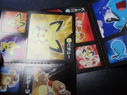Pokemon Card Coris Promo Non Holo Sticker x4 Pikachu Pichu Meganium etc #5305 - Image 5