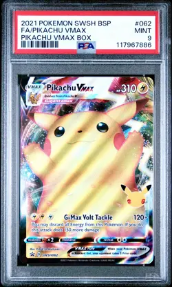 Pokemon Swsh Black Star Promo 062 Full Art/Pikachu Vmax PSA 9 MINT - Image 1