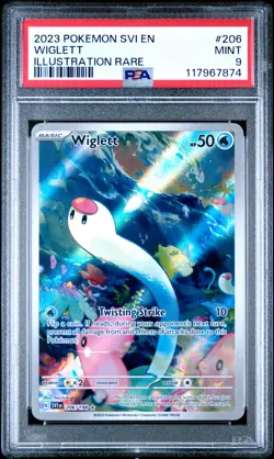 Pokemon Svi En Scarlet & Violet 206 Wiglett Illustration Rare PSA 9 MINT - Image 1