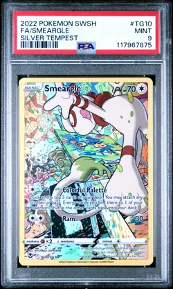 Pokemon Sword & Shield Silver Tempest Tg10 Full Art/Smeargle PSA 9 MINT - Image 1