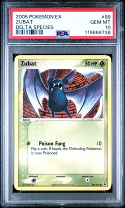 Pokemon Ex Delta Species 88 Zubat PSA 10 GEM MINT - Image 1