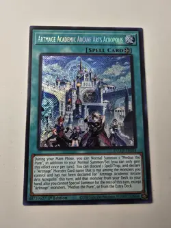 Yugioh DUAD-EN054 ARTMAGE ACADEMIC ARCANE ARTS ACROPOLIS - SECRET RARE 1ST ED NM - Image 1