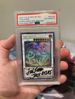 PSA Signed Ted Lewis YuGiOh Red Dragon Archfiend Ghost Rare GFP2-EN182 1st Ed - Image 1