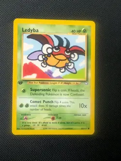 Pokemon Card 63/111 Ledyba (1st Edition) Neo Genesis Common Vintage (LP) 2000 - Image 1