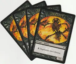 ✪ 4 MAGIC The Gathering SKELETON Black Creature Tokens MTG PLAYSET ALA/EN 2008 - Image 1