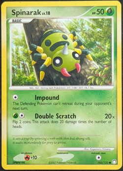 Pokemon TCG Spinarak Lv.18 D&P Mysterious Treasures 103/123 Common Card - Image 1