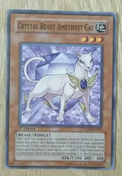 Yu-Gi-Oh Card Crystal Beast Amethyst Cat effect Monster Card 1st Edition - Image 1