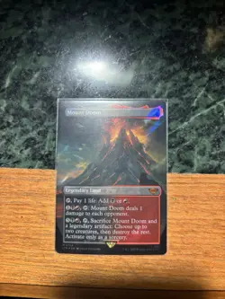 1x Mount Doom, 0754 Borderless Art Surge Foil, Lord of the Rings, MTG NM - Image 1
