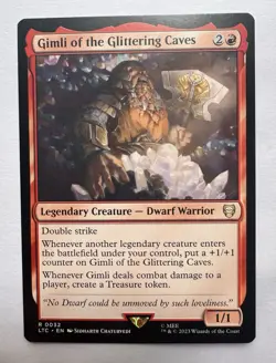 Gimli of the Glittering Caves 0032 Non Foil Rare LOTR Commander MTG Near Mint - Image 1