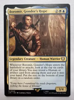 Boromir, Gondor's Hope 0049 Non Foil Rare LOTR Commander MTG Near Mint - Image 1