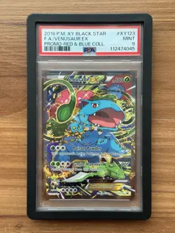 POKEMON XY BLACK STAR PROMO RED & BLUE COLL #XY123 FULL ART VENUSAUR EX PSA 9 - Image 1