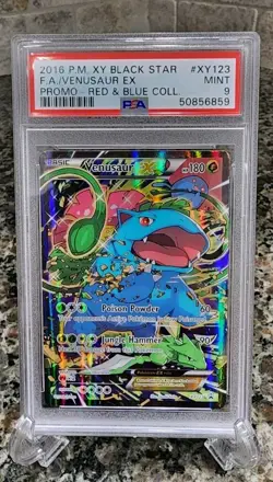 POKEMON XY BLACK STAR PROMO RED & BLUE COLL #XY123 FULL ART VENUSAUR EX PSA 9 - Image 1