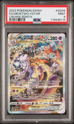 PSA 9 Mewtwo Vstar Crown Zenith #GG44 2023 Pokemon Crown Zenith 115936119 - Image 1