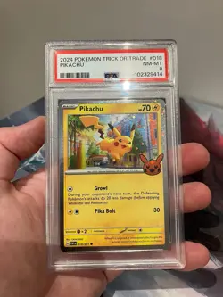 2024 Pokemon Pikachu Holo 018/091 Trick or Trade PSA 8 NM -96 - Image 1