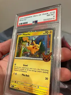 2024 Pokemon Pikachu Holo 018/091 Trick or Trade PSA 8 NM -96 - Image 3