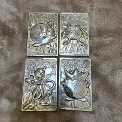 1999 Pokemon 24K Gold Plated Trading Card X4 Burger King Mewtwo JIGGLYPUFF More - Image 1