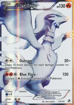 1x Reshiram - 113/114 - Full Art Moderately Played Pokemon BW - Black and White - Image 1