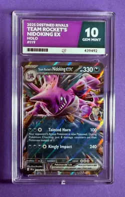 POKEMON TCG TEAM ROCKET'S NIDOKING EX 119/182 DESTINED RIVALS - ACE GEM MINT 10 - Image 2