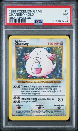 1999 Pokemon Chansey 3/102 Holo Base Set PSA 7 Near Mint - Image 1