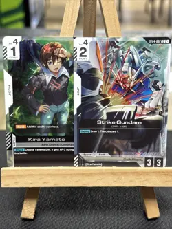 Gundam Card Game *ST04-002 C Strike Gundam ST04-010 Kira Yamato Promo* English - Image 1