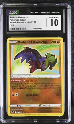 Pokemon CGC 10 Radiant Hawlucha 081/189 Astral Radiance Gem Mint - Image 1