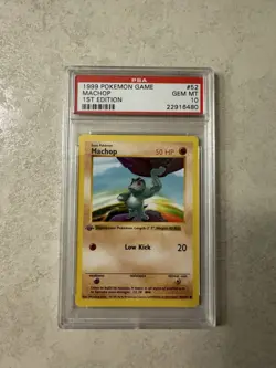1999 1st Edition Machop Pokemon Base Set Shadowless #52 PSA 10 English 52/102 - Image 1