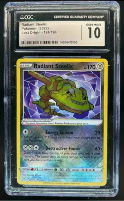 2022 Pokemon SWSH Lost Origin Radiant Steelix #124/196 CGC 10 - Image 1