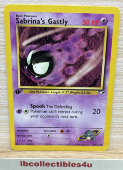Pokemon Card - Sabrina's Gastly 1st Edition Gym Heroes 93/132 Common NM - Image 1