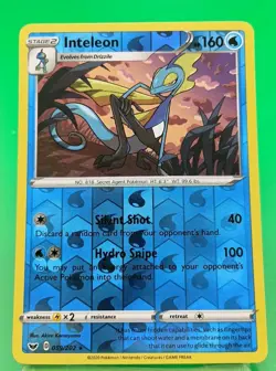 Inteleon 059/202 LP/NM Reverse Holo Sword and Shield Pokemon Card 59/202 lizard - Image 1