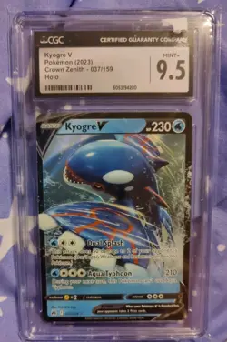 Pokemon TCG Kyogre V Holo UR Card Sword & Shield Crown Zenith 037/159-- CGC 9.5 - Image 1