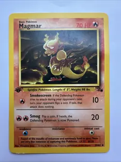 1st Edition Magmar Non-Holo WOTC Pokemon Card 39/62 Fossil Set - Image 1