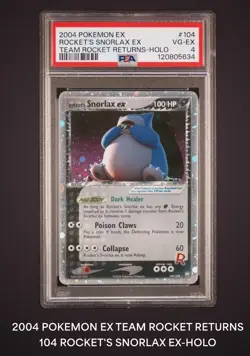 2004 POKEMON EX TEAM ROCKET RETURNS #104 ROCKET'S SNORLAX EX-HOLO PSA 4 - Image 1