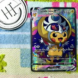 Lunala Pikachu VCOS Pokemon Card Holo Cosplay ART - Image 1