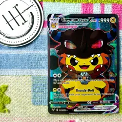 Greymoon Pikachu VCOS Pokemon Card Holo Cosplay ART - Image 1