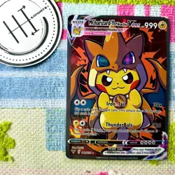 M Charizard Y Pikachu VCOS Pokemon Card Holo Cosplay ART - Image 1