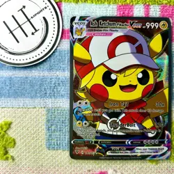 Ash Ketchum Pikachu VCOS Pokemon Card Holo Cosplay ART - Image 1
