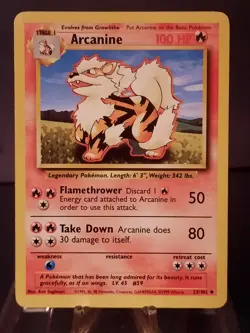 Pokemon Card TCG Arcanine Base Set 23/102 Regular Uncommon ( LP ) - Image 1