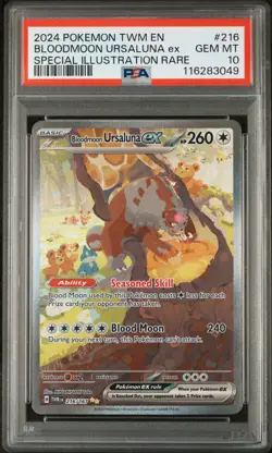 2024 Pokemon #216 BLOODMOON URSALUNA EX SPECIAL ILLUSTRATION PSA 10 - Image 1