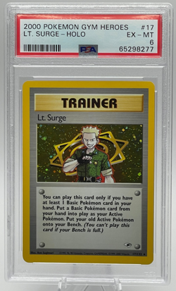 2000 POKEMON GYM HEROES #17 LT. SURGE-HOLO UNLIMITED PSA 6 EX-MT - Image 1