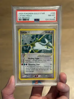 2005 Pokemon Latias Gold Star EX Deoxys Holo Rare #105 PSA 8 Swirl - Image 1
