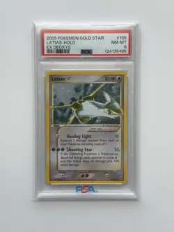 2005 Pokemon Latias Gold Star EX Deoxys Holo Rare #105 PSA 8 Swirl - Image 3